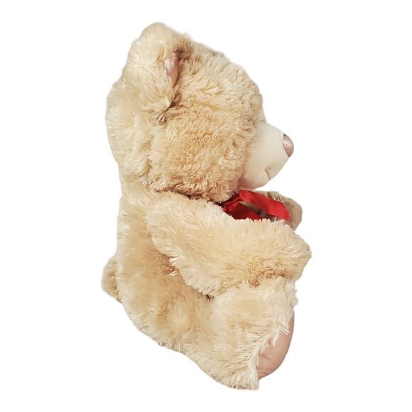 Kellytoy Valentines Day Bear w/Bow Plush Stuffed Animal Sweetheart Brown 14" - Picture 3 of 11